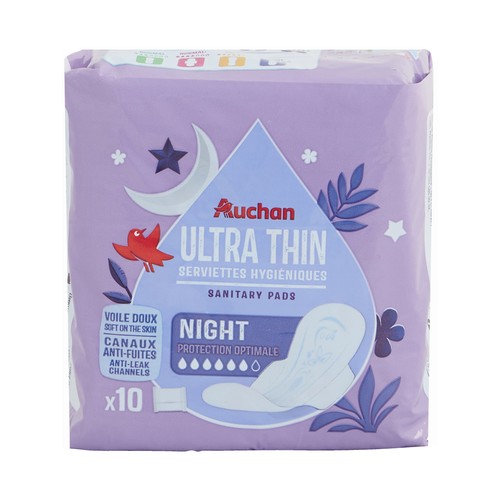 Compresas de noche ultrafinas y con alas PRODUCTO ALCAMPO 10 uds.