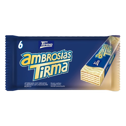 Ambrosías con relleno cubiertas de chocolate blanco TIRMA 6 uds. 129 g.