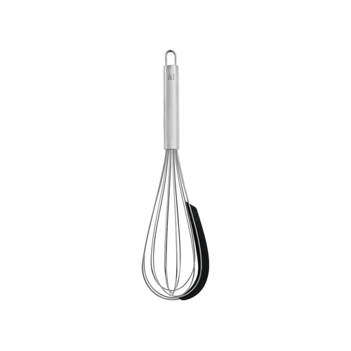 Batidor de acero inoxidable con espátula de silicona, 30cm., ACTUEL.