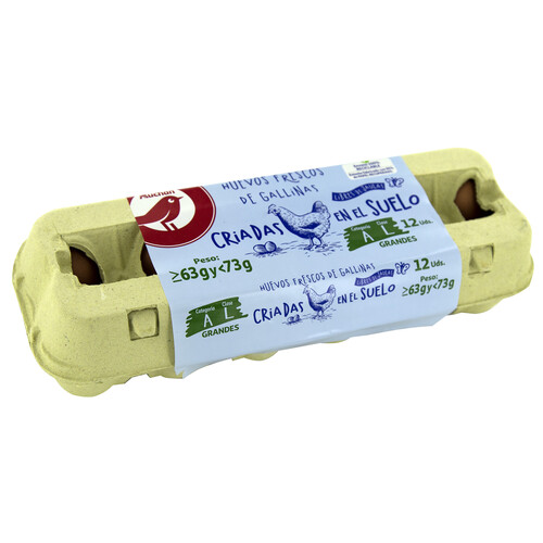 Alcampo AUCHAN Huevos de gallinas sueltas en el gallinero clase L y cat. A 12 uds. Producto Alcampo