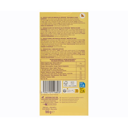 PRODUCTO ALCAMPO Chocolate blanco con speculoos 100 gr