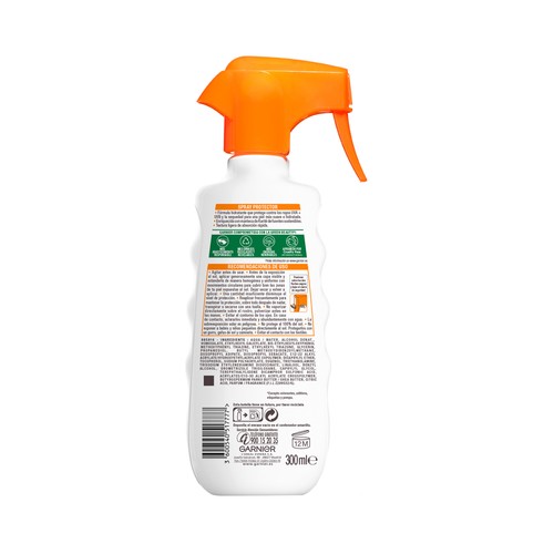DELIAL Hydra 24h protect  Protector solar en spray para rostro y cuerpo, con FPS 50+ (muy alto) de Garnier 300 ml.