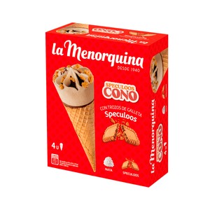 Imagen de LA MENORQUINA Cono de helado de nata con trozos de galleta speculoos 4 x 120 ml.