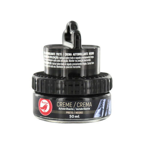 Crema en tarro autobrillante con aplicador para calzado negro PRODUCTO ALCAMPO, 50 ml.
