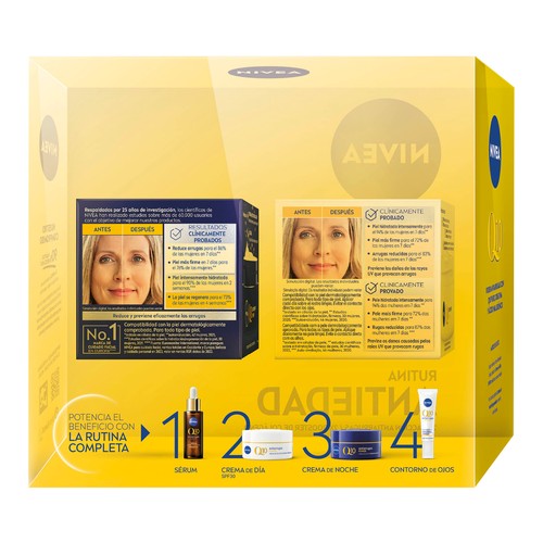 NIVEA Q10 Rutina antiedad con crema de día y crema de noche.