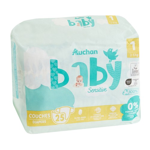 PRODUCTO ALCAMPO Baby sensitive Pañales talla 1 (2-5 kg) 25 uds.