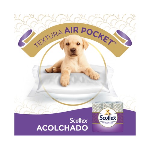 SCOTTEX Acolchado Papel higiénico de triple capa 9 rollos.
