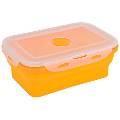 Recipiente hermético de silicona color naranja con tapa de clip, 0,8 litros, Ubik IDEALCASA.