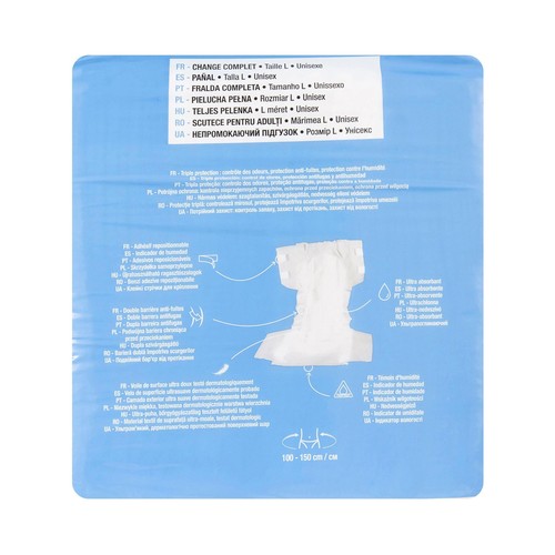 PRODUCTO ALCAMPO Pañal de incontiencia unisex ultra absorbente talla L (100 - 150 cm) 20 uds.