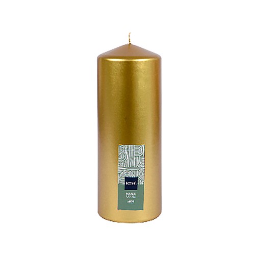 Vela de 18 cm, sin perfume, color oro, ALCAMPO.