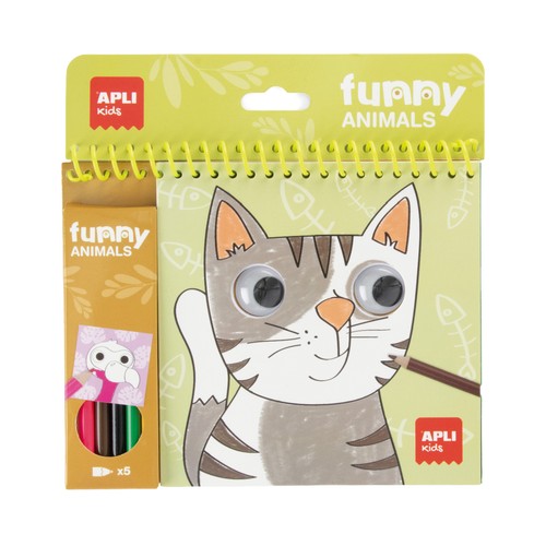 Bloc para colorear 20 hojas, diseño Funny Animals. APLI KIDS