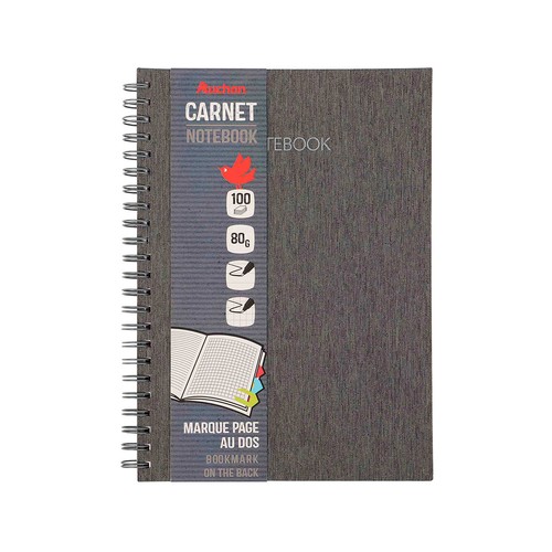 Cuaderno A4 80G 100H Espiral Tapa Carton Horizontal Y Cuadrícula. FSC ALCAMPO