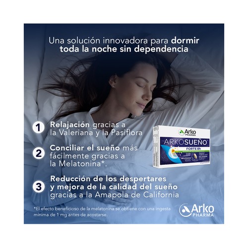 ARKOPHARMA Arkosueño forte Complemento alimenticio a base de extractos naturales, para ayudar a conciliar el sueño 30 uds.