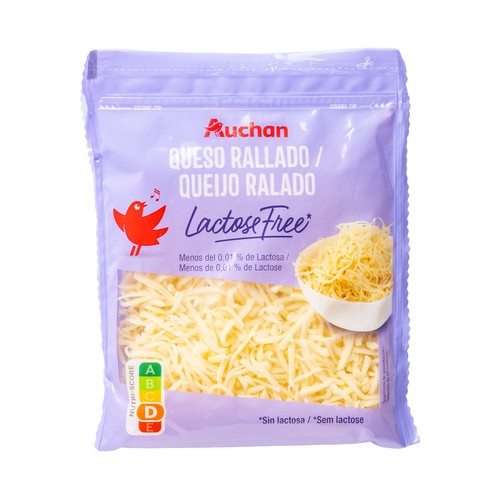 AUCHAN Queso rallado gouda sin lactosa 150 g Producto Alcampo.