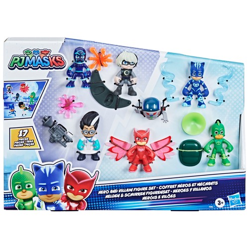 Pack con 6 héroes, villanos y accesorios, PJ MASKS.