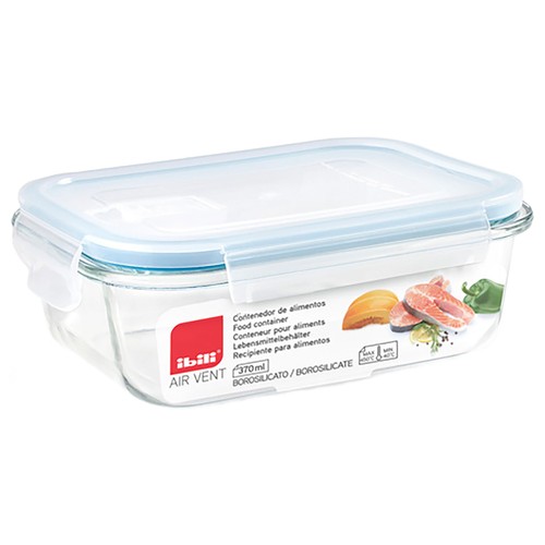 Hermético borosilicato rectangular 1500ml. AIR VENT
