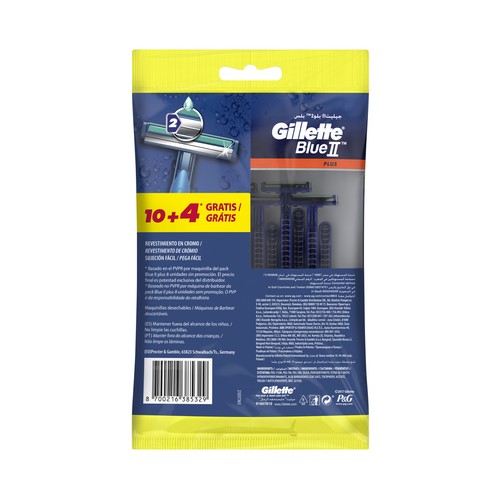 GILLETTE Blue II plus Maquinillas de afeitar desechables con cabezal de doble hoja 14 uds.