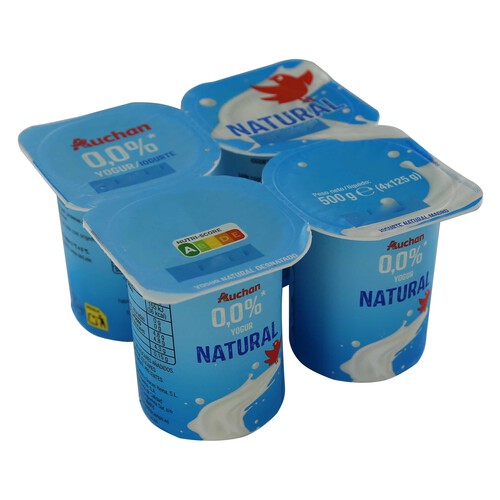 AUCHAN Yogur desnatado (0.0% materia grasa) sabor natural 4 x 125 g Producto Alcampo