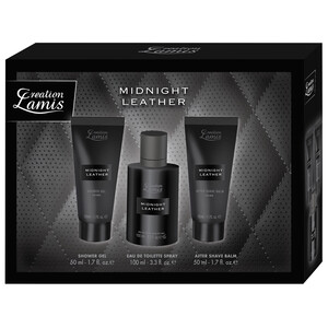 Imagen de CREATION LAMIS Midnight leather Estuche para hombre con colonia, gel y after shave.