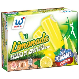 NORDWIK Polo de sorbete de limón con corazón de limón cremoso 6 x 75 ml.