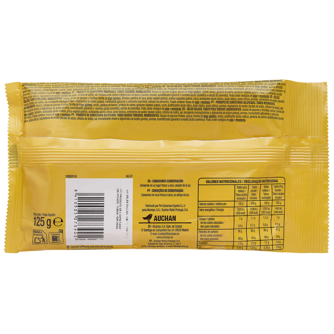 PRODUCTO ALCAMPO Golosinas torcidas de fresa 125g