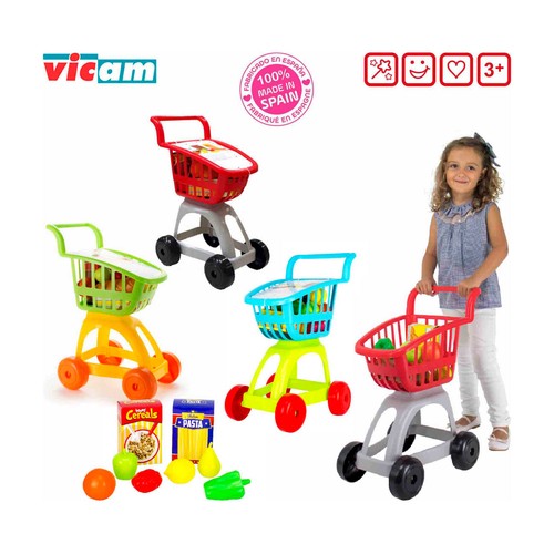 Carrito de supermercado con alimentos VICAM.