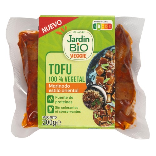 JARDIN BIO Veggie Tofu 100% vegetal ecológico, marinado al estilo oriental 200 g.