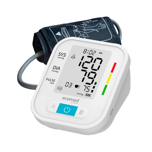 Tensiómetro de brazo ECOMED BU 95E, pantalla fácil lectura, indicador arritmias.