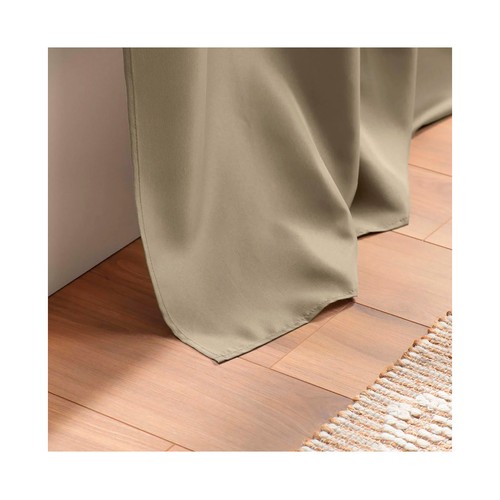 Cortina lisa de lino con trabillas, 100% poliéster 140 x 260 cm., ESSENTIAL.