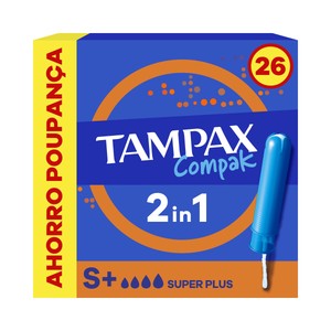 Tampones super plus TAMPAX, caja 26 uds