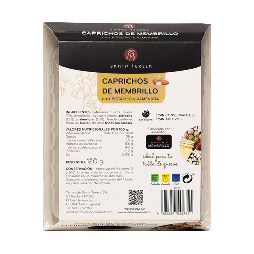 SANTA TERESA Caprichos de membrillo con pistacho y almendra 120 g.