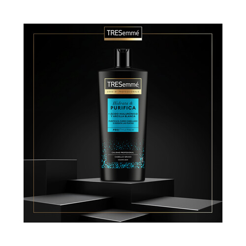 TRESEMMÉ Hidrata & purifica Champú con ácido Hialurónico y arcilla blanca, para cabellos grasos 685 ml.