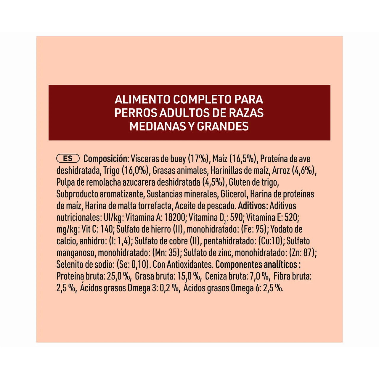 Alimento de perro mediun-maxi active pollo 7 kg.
