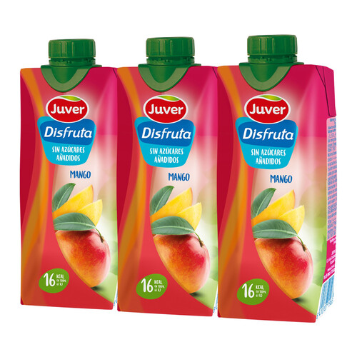 JUVER Zumo de mango sin azúcares añadidos disfruta JUVER DISFRUTA brick 3 uds x 33 cl.