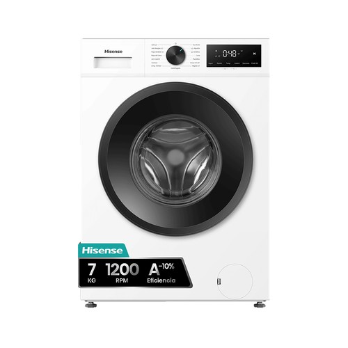 Lavadora HISENSE WF1I7022BWJ 7KG blanca, clasificación energética: A, 1200RPM, H: 84,5cm, A: 59,5cm, F: 43,5cm.