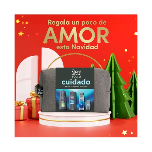 DOVE Men + care Neceser con productos para la higiene masculina.