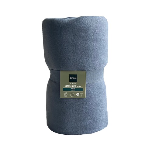 Manta polar pespintes de 200 gm, 240 x 220, color azul, ALCAMPO.