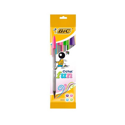 Blíster 4 bolígrafos 1,6 mm colores pastel: rosa, lila, turquesa y lima, BIC.