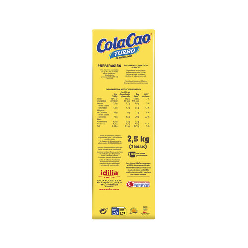 COLACAO Cacao en polvo instantáneo COLACAO TURBO 2,5 Kg.