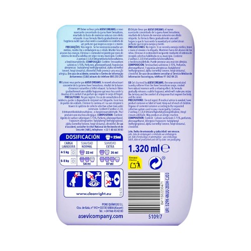 ASEVI Suavizante sensations dreams 60 ds. 1440 ml.