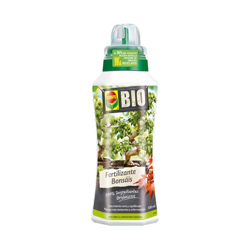 Botella de 0.5 litros con fertilizante líquido especial para todo tipo de bonsais COMPO.