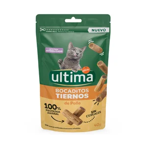ULTIMA Snack de gato bocadito tiernos de pollo 40gr X 12
