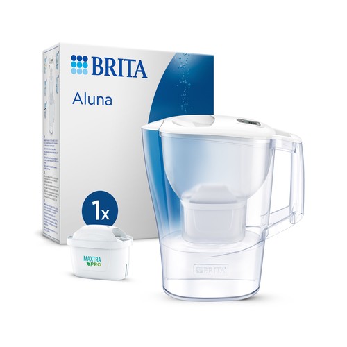 BRITA Jarra con filtro de agua Aluna blanca (2,4 l) incl 1x cartucho MAXTRA PRO All-in-1 - jarra para frigorífico con  digital