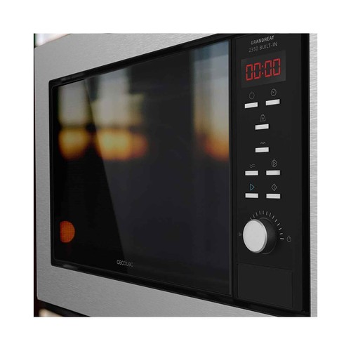 Microondas integrable CECOTEC GrandHeat 2350 Built-In SteelBlack, color inox, capacidad 23L, potencia: 900W, grill: 1000W.