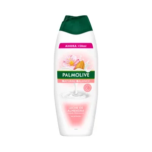 PALMOLIVE Natural balance Gel de baño o ducha textura crema, enriquecido con leche y extracto de flor de almendra 600 ml.