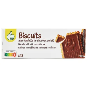 PRODUCTO ECONÓMICO ALCAMPO Galletas tableta chocolate con leche p 150 g.