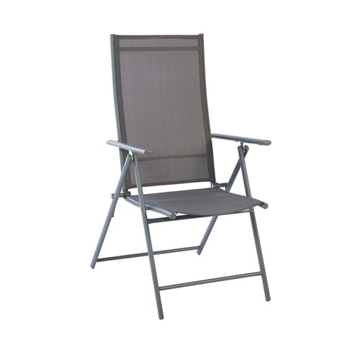 Silla de jardín plegable de acero y textileno, color gris, GARDEN STAR ALCAMPO.