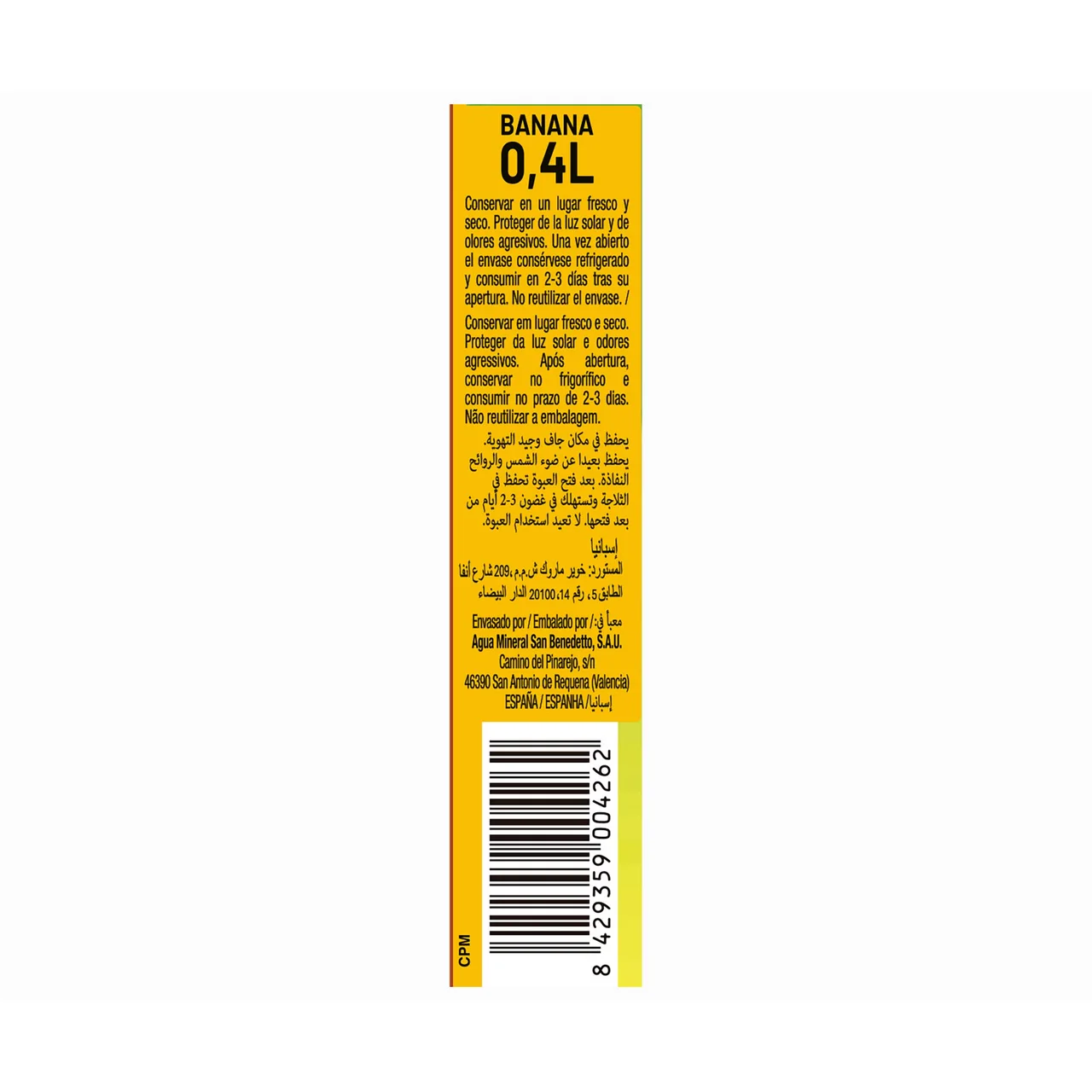 Bebida sin gas banana 0,4 l.