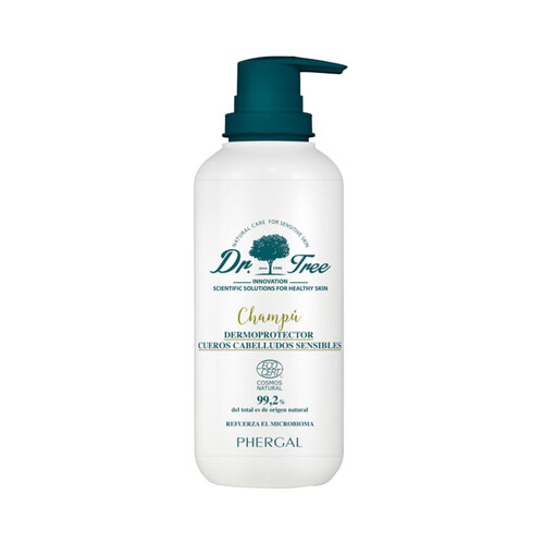Champú dermoprotector que refuerza el microbioma, para cueros cabelludos sensibles DR. TREE 400 ml.
