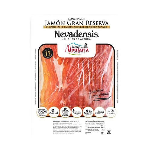 NEVADENSIS Jamón de la Alpujarra (+15 meses curación) cortado en lonchas extra finas 120 g.